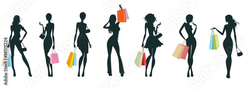 Women shopping - silhouettes