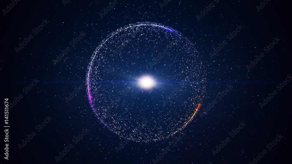 Abstract background with circular shape formed of small particles. Light ray effect. Abstract background with circular shape formed of small particles. Light ray effect.