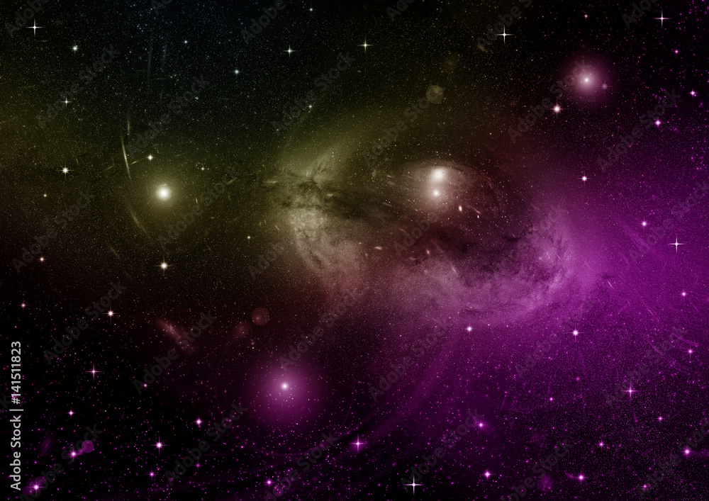 Fototapeta premium Stars, dust and gas nebula in a far galaxy