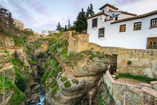 View over bridge Puente Nuevo in ronda, Spain photo