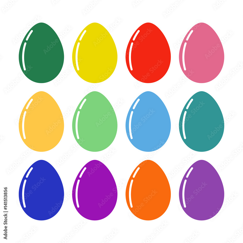 Vector colorful Easter eggs for Easter holidays design. Isolated on white background.