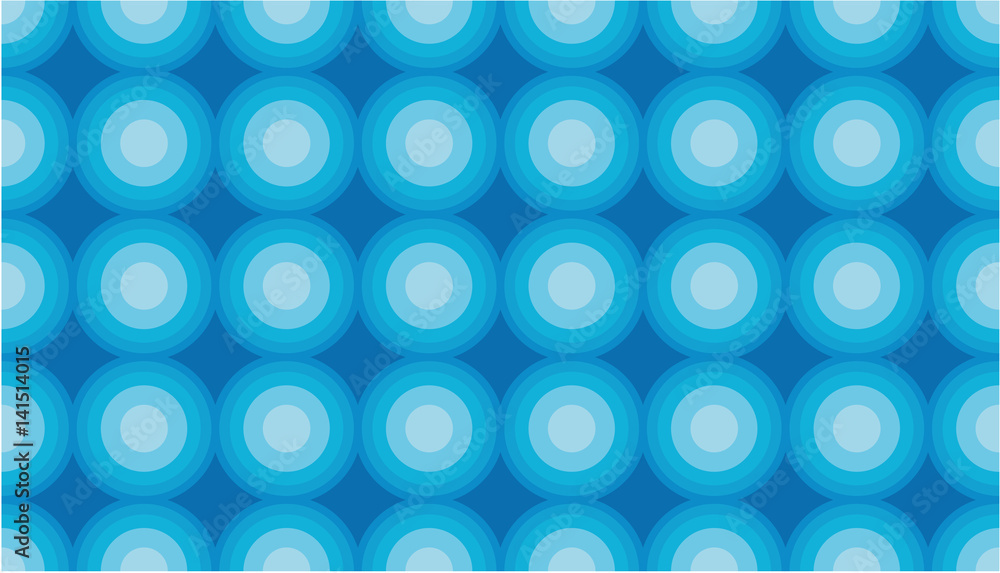 Blue Circle Retro Seamless Vector Pattern or Seamless Vector Background