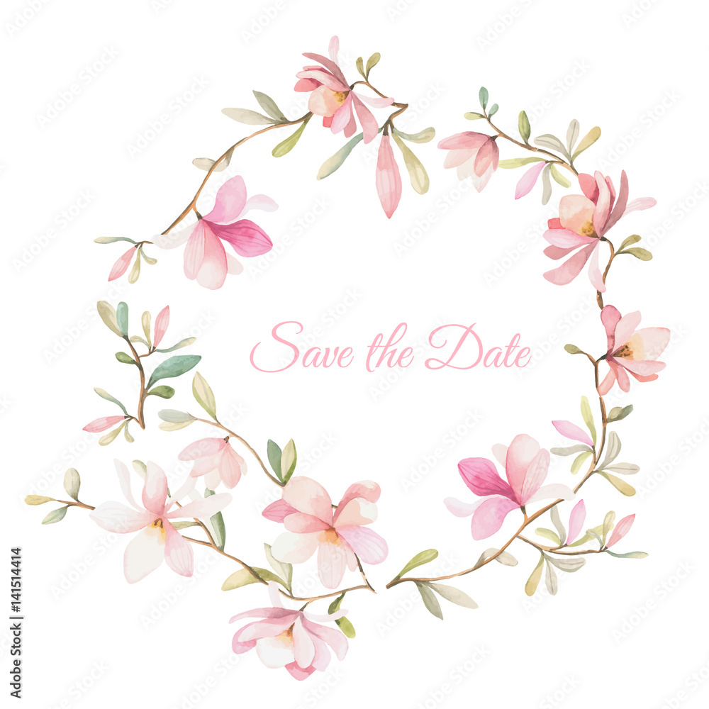 wreath of flowers in watercolor style on white background wreath of flowers in watercolor style on white background