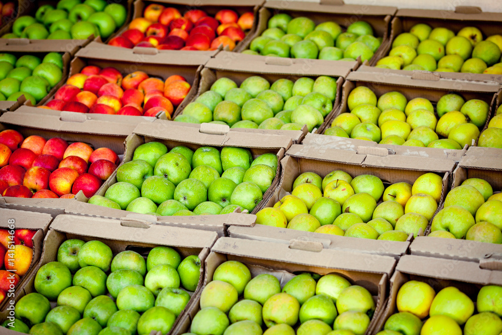 apples on market. Fresh Apple. apples background