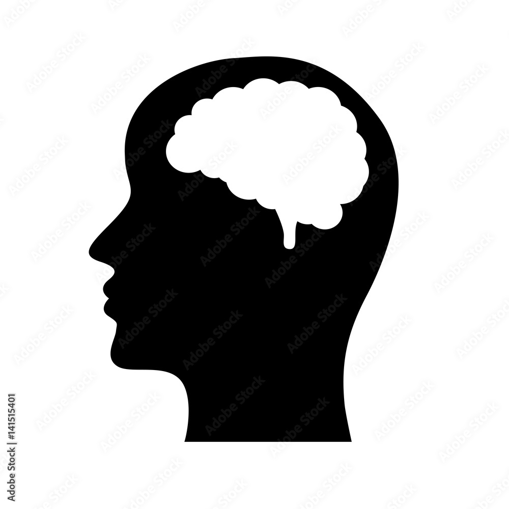 Schwarzes einfaches Symbol - Kopf mit Gehirn - Intelligenz - Genie