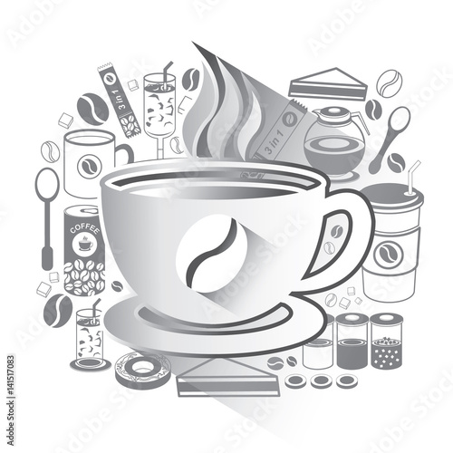 Illustration of Coffee icons set