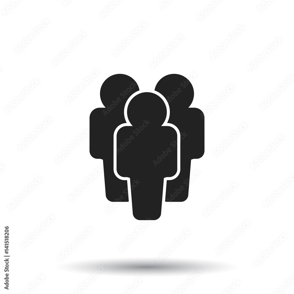 People icon. Flat vector illustration. People sign symbol with shadow on white background.