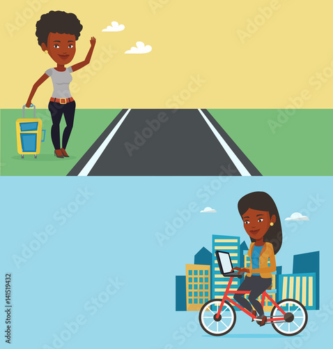 Two transportation banners with space for text.