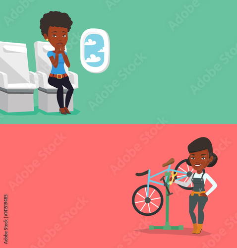 Two transportation banners with space for text.