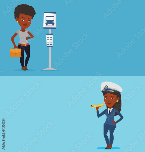 Two transportation banners with space for text.