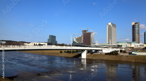 Vilnius a pedestrian bridge over the river Neris © vladuzn