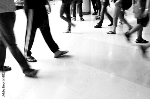 Motion blur people walking