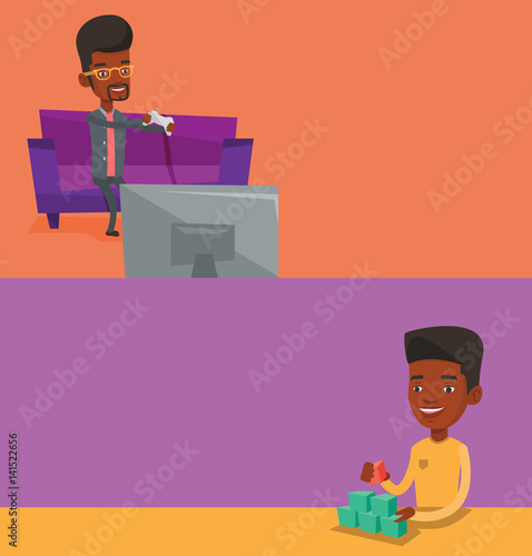Two media banners with space for text.