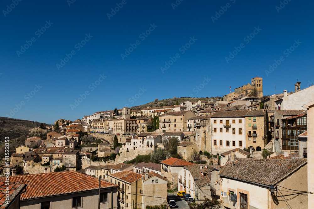 Streets and buildings of the town of Sepulveda in the province of Segovia, Spain