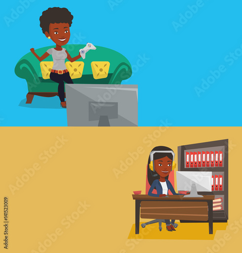 Two media banners with space for text.