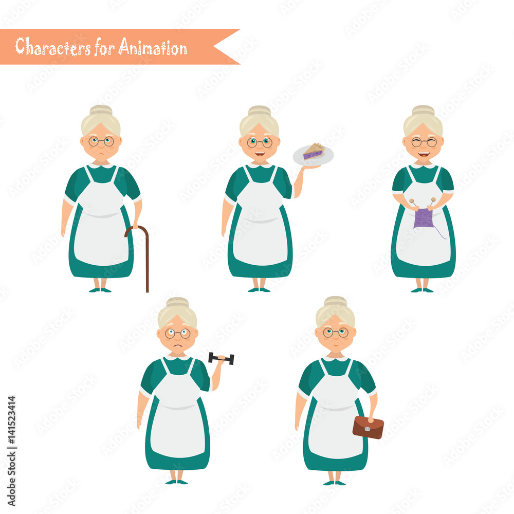 Funny Grandmother housewife cartoon. Funny Grandmother housewife cartoon.