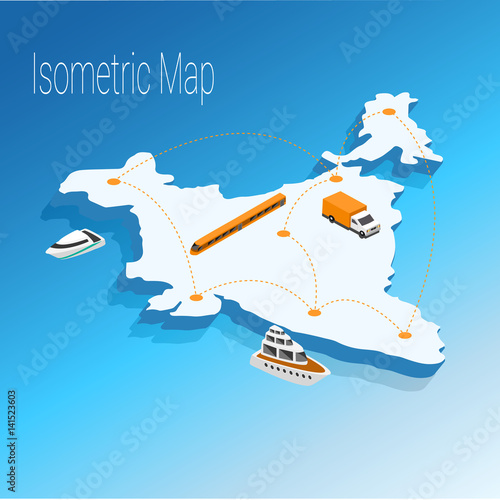 Map India isometric concept.