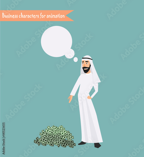 Thinking man with blank speech bubble.