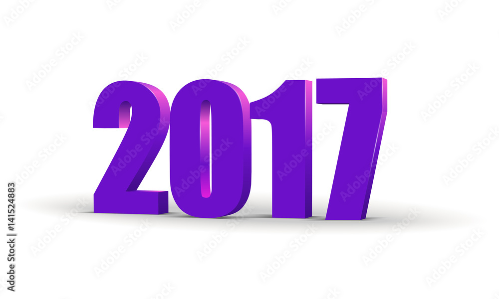 Happy New Year 2017 celebration 3d text. Red 2017 number calendar ...