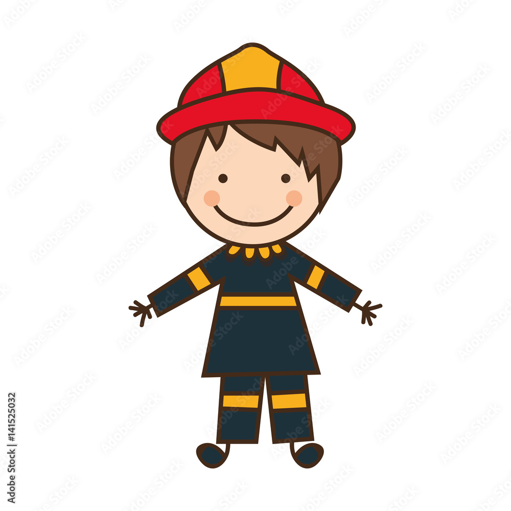 happy man firefighter icon, vector illustration design
