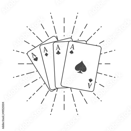 Playing cards on sunburst backgound