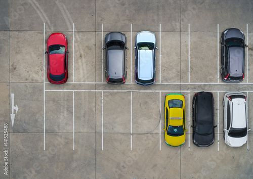 Empty parking lots, aerial view.