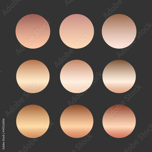 Rose gold gradient collection for fashion design, vector illustration.