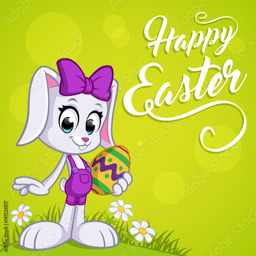 Nice and cute Easter bunny  vector illustration