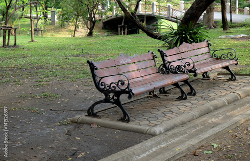 wooden chair,garden chair in the garden