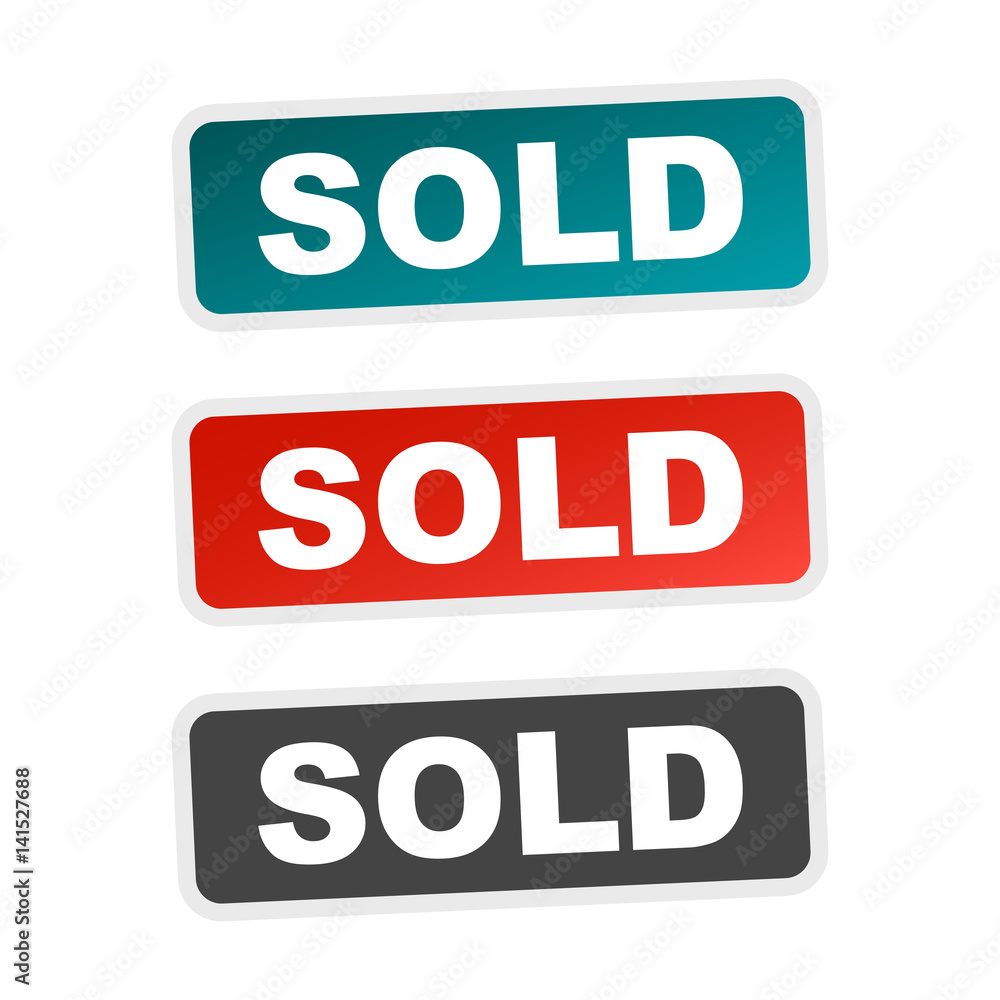 SOLD vector stamp. Flat vector illustration with shadow on white background. SOLD vector stamp. Flat vector illustration with shadow on white background.