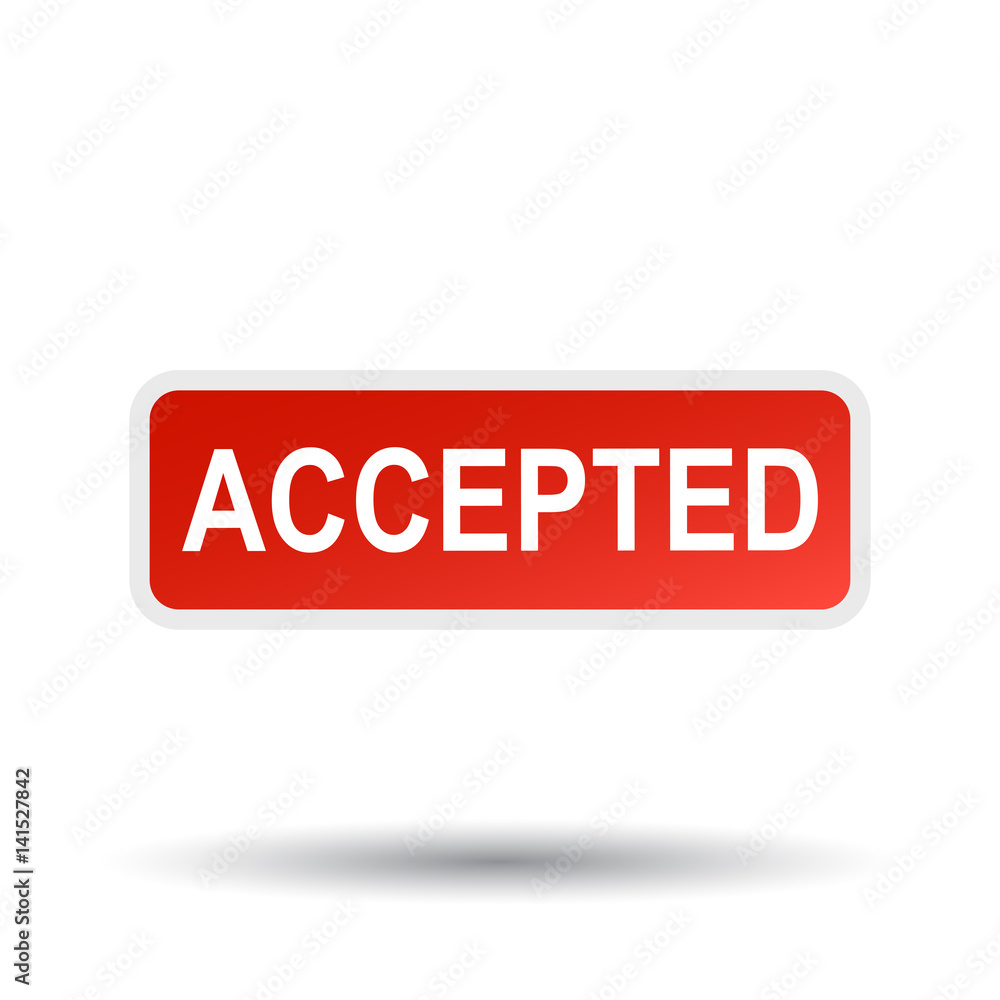 Accepted vector stamp. Flat vector illustration with shadow on white background. Accepted vector stamp. Flat vector illustration with shadow on white background.