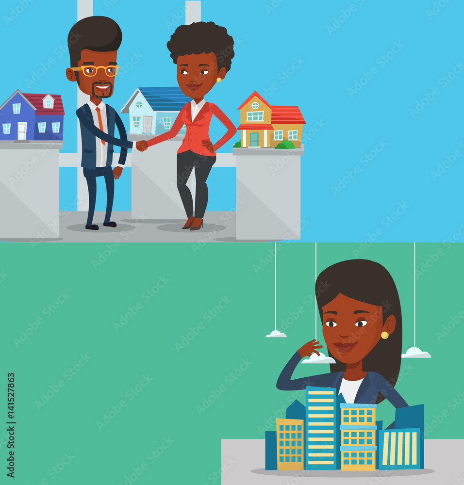 Two real estate banners with space for text. Two real estate banners with space for text.