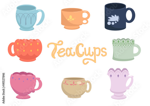 Tea cups vector pack