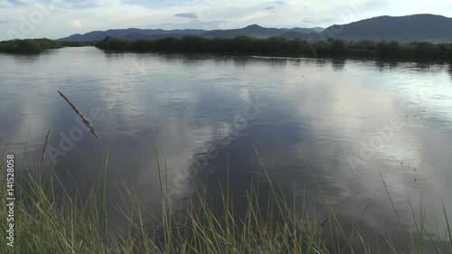 View of the river Selenga. Selenga flows through the territory of Mongolia and Russia into Lake Baikal.