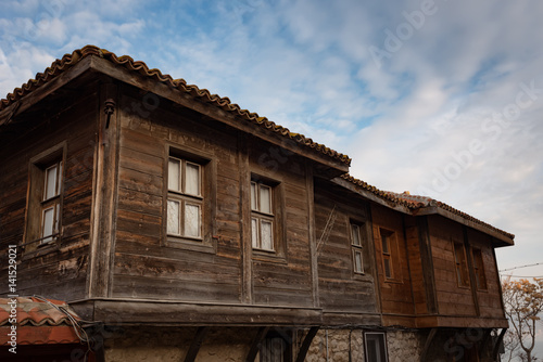 Old Bulgarian houses in the town of Nesebar, Bulgaria. In 1956 Nesebar was declared as museum city, archaeological and architectural reservation by UNESCO. © djevelekova