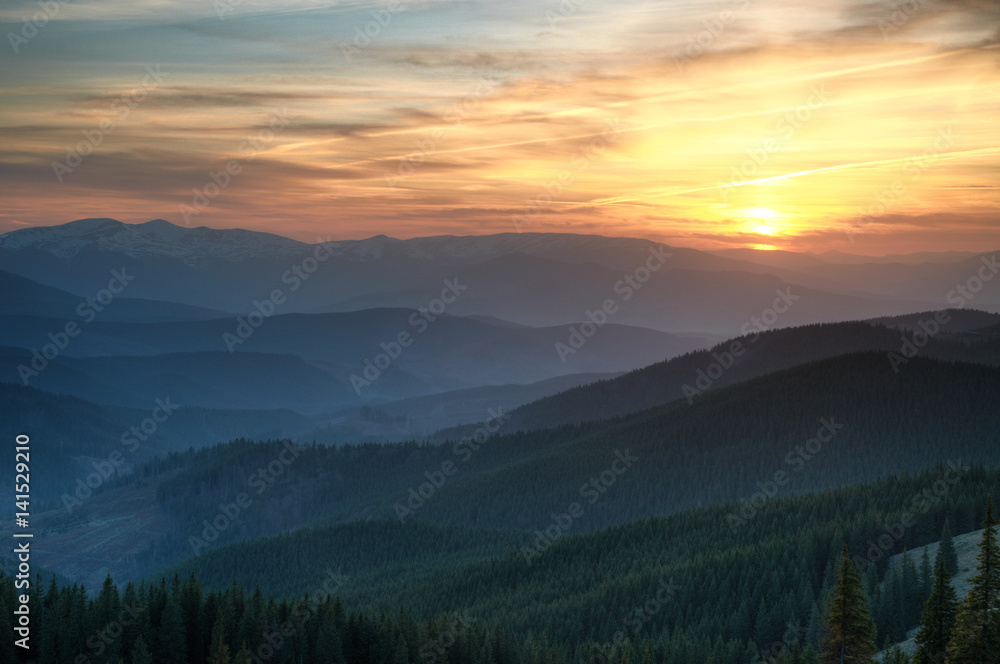 Sunset in mountains Sunset in mountains
