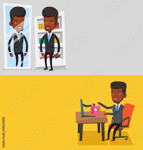 Two shopping banners with space for text.