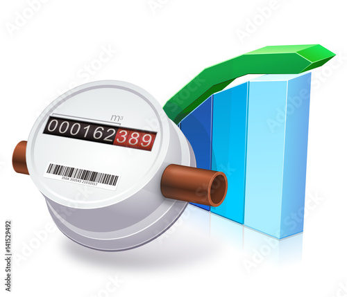Compteur d'eau et consommation à la hausse