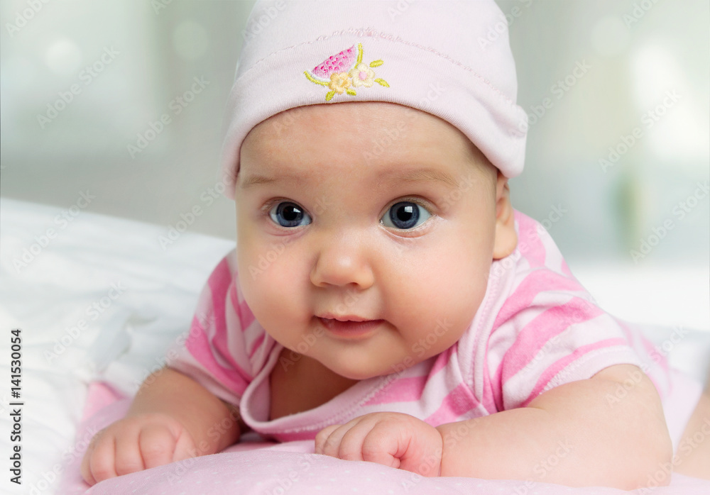 Baby girl 3 month old portrait. Baby girl 3 month old portrait.