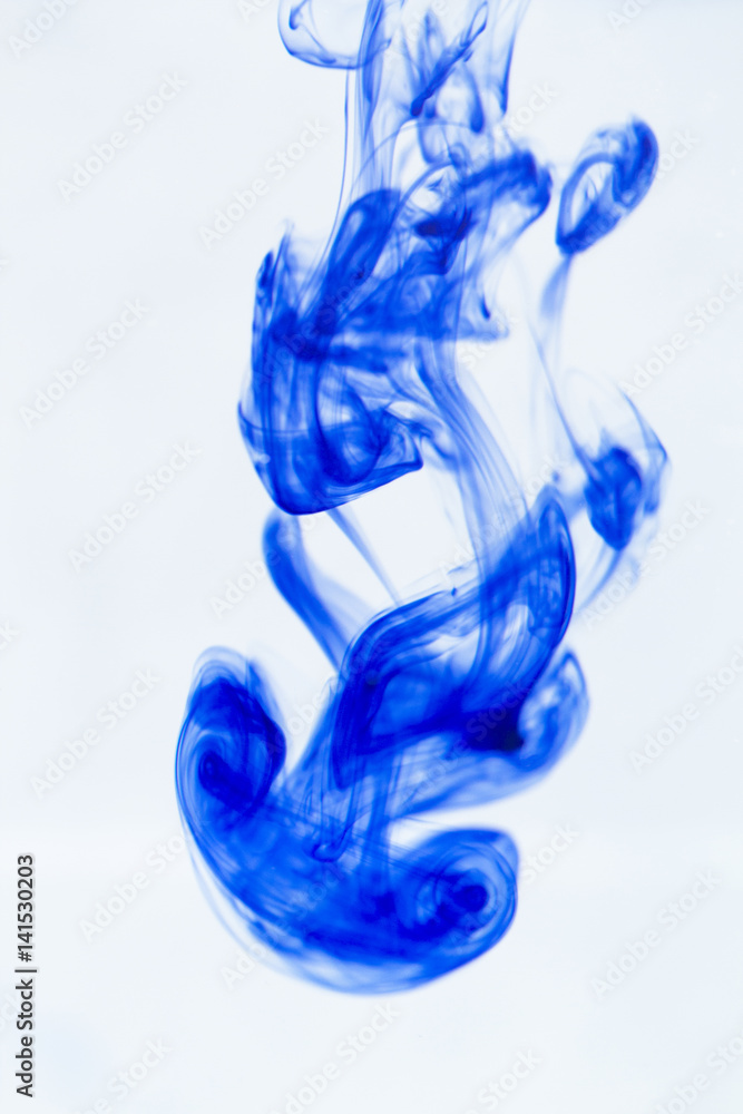 blurred blue ink in water