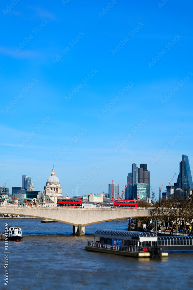 Miniaturised Shot Of London Skyline Towards City And St Pauls Cathedral