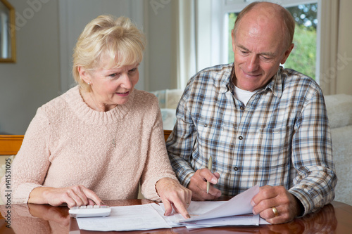 Happy Senior Couple Reviewing Domestic Finances Together