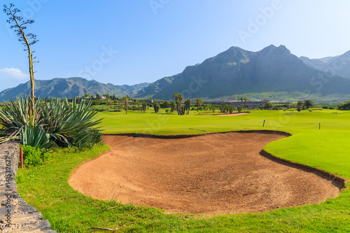 View of golf course in nothern part of Tenerife island, Spain photo