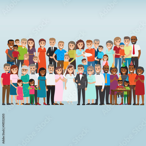 Set of Celebrating Family Holidays People Vector