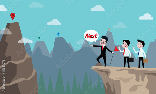 The boss is pointing to the next target, letting the employee watch, Vector cartoon