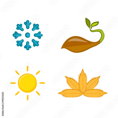 A set of icons of seasons. Vector illustration
