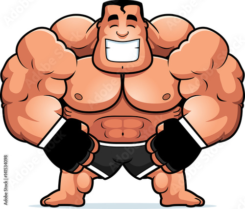 Cartoon MMA Fighter Flexing