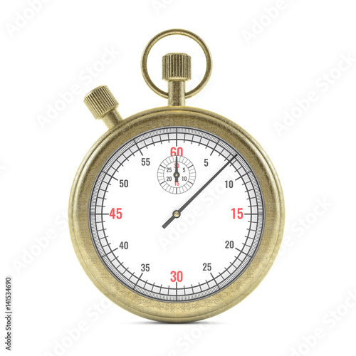 Realistic Classic Stopwatch Isolated on White. 3d rendering