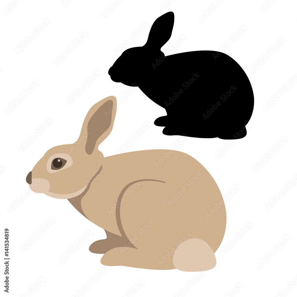 Obraz premium rabbit vector illustration style Flat set silhouette