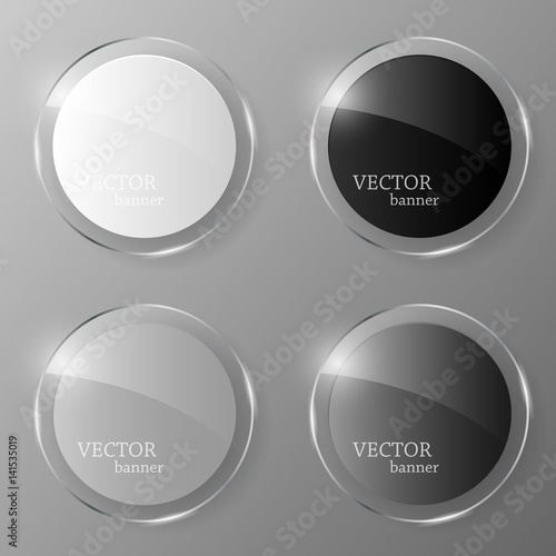 Glass banner set. Vector illustration.